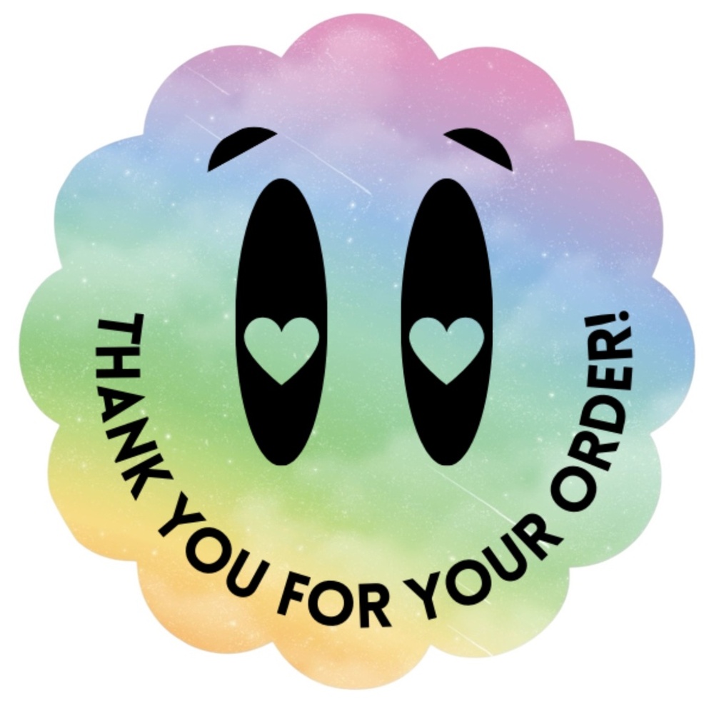 Thank You For Your Order Stickers - Cute Face Flower Shape - 100 Pcs Pack